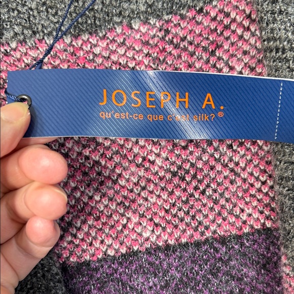 Joseph A Cardigan Pink/Purple/Gray Plaid Duster Length Open Front in Size M  NWT - Picture 9 of 12